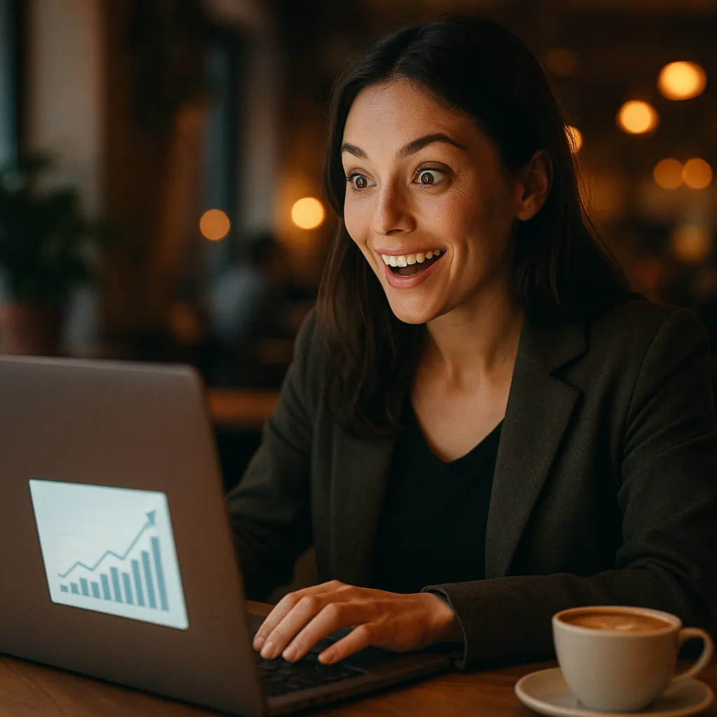 Entrepreneur experiencing a clarity moment while reviewing market data